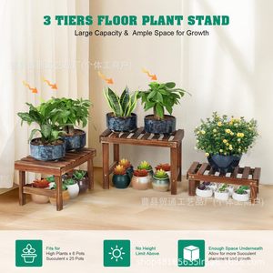Wooden Flower Stand 3 Tier Multi Layer Storage <b>Rack</b> For Indoor Outdoor Plants Greenery Succulent Display <b>Shelf</b> - Product Image 3