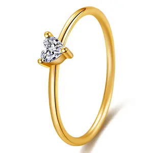Anillos De Dama Small Heart Shape Zircon Minimalist Jewelry 18 K Gold Plated Rings For Women