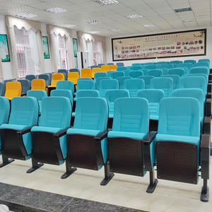 Sillas de auditorio de pie de metal de fila continua de tela plegable de sala de conferencias de Escuela de Música personalizable de alta calidad - Product Image 2