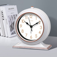 Réveil silencieux à quartz en métal de style chinois antique, luxe léger, pour décoration de table de salon, conforme ROHS