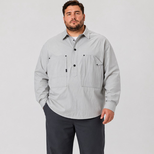 Herenshirt, tactisch, functioneel, lange mouwen, knoopsluiting, effen, casual, grote maten, plus size, oversized, relaxed fit, 6XL, 7XL - Product Image 1
