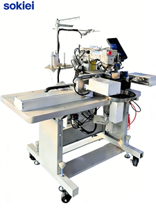 Máquina de coser industrial programable Sokiei de cama plana para dobladillos de ropa interior, triple aguja, puntada interlock, con rodamientos - Product Image 2