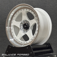 Jantes forgées 2 pièces 17 18 19 20 21 pouces à 5 branches avec rebord poli et rivets 4x100 5x100 5x114.3 pour Peugeot 205/306 Renault 5 Turbo