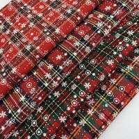 Tissu Brocart Imprimé Flocons de Neige Poinsettia en Polyester Teint en Fil Résistant à l'Abrasion pour Nappe Décorative Festive, Coussin et Poupée