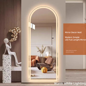 Современное Безрамное арочный зеркальный полноразмерный Бескаркасный парикмахерский туалетный светодиодный зеркальный полноразмерный умное салонное зеркало с 3 огнями - Product Image 4
