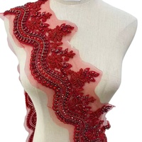 Applique de dentelle de luxe brodée de cristaux et de strass à coudre pour robe de mariée et tenue de mariée
