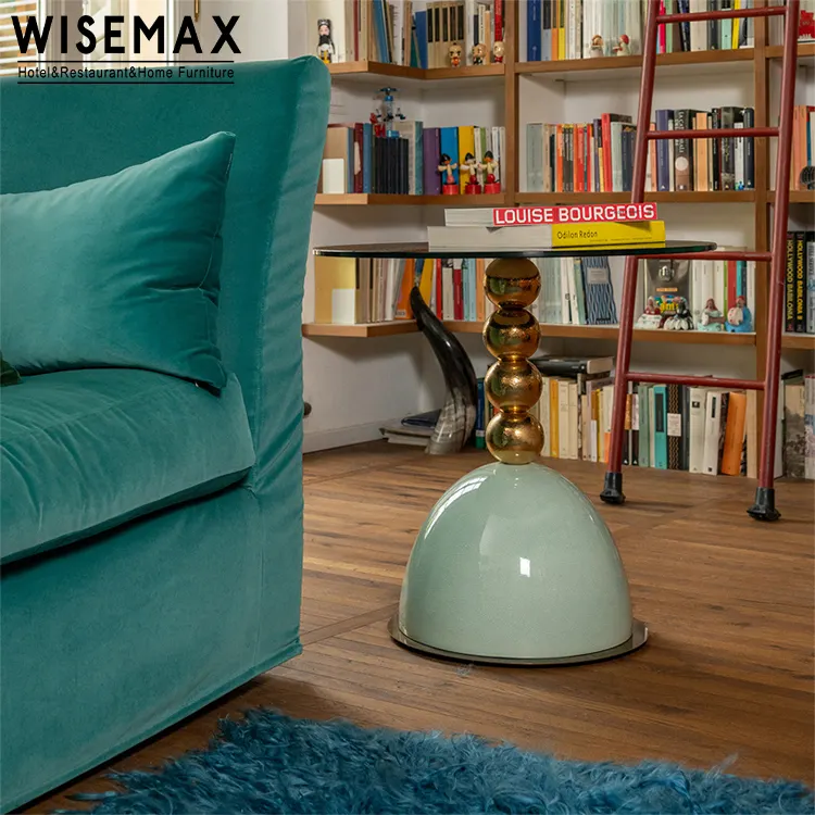Wisemax đồ nội thất sang trọng Vòng Bàn cà phê Bộ đồ nội thất phòng khách cơ sở Gốm Đá Cẩm Thạch Top Side bảng End bảng cho khách sạn