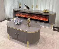 Meuble TV YSS au design moderne et épuré, ensemble de tables basses de luxe avec plateau en marbre noir, ensemble de tables centrales en pierre pour l'ameublement de la maison