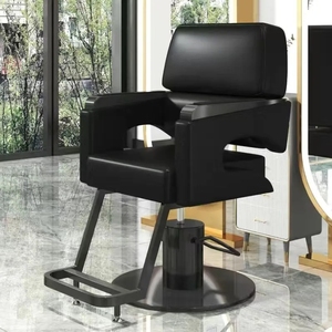 Fauteuil de salon de coiffure haut de gamme, pivotant et réglable en hauteur, en acier inoxydable noir, siège de barbier pour hommes - Product Image 3