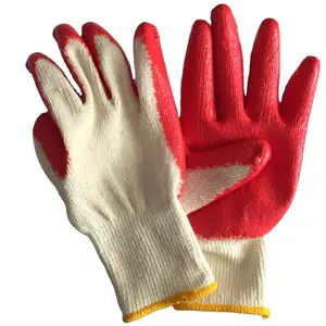 Economical Red Latex Glove Cotton Knit Protective Gear Industrial Gardening Construction Safety Working Gloves Guantes