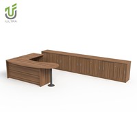 IULTRA Bureau de direction de 2.5 mètres, grande table de luxe en forme de L moderne pour PDG, placage brillant