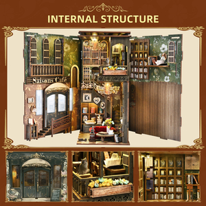 Cuốn sách Nook Bộ dụng cụ cho người lớn và thanh thiếu niên, tự làm thu nhỏ Dollhouse Kit, quà tặng cho gia đình, bạn bè (bốn mùa cà phê) - Product Image 5