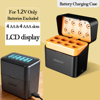 Cargador de Baterías Portátil de 8 Ranuras USB-C LCD 1.5V/1.2V NiMH 4AA 4AAA 8aa Baterías de Iones de Litio de Alta Capacidad con Iluminación LED de 15W