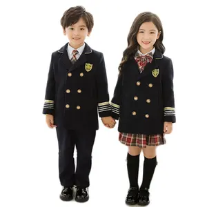 Custom Made British style kids cotton primary school uniform designs whole yoga wear