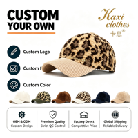 Topi Bisbol Retro Motif Leopard Kustom Berlapis Sherpa dengan Pinggiran Corduroy dan Kancing Snapback Unisex untuk Santai, Aktivitas Luar Ruangan, dan Perjalanan
