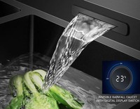 Évier de cuisine intelligent multifonction Voriva KS-2081, modèle nouvelle technologie, acier inoxydable 304 brossé, cuve simple, robinet à purification d'eau