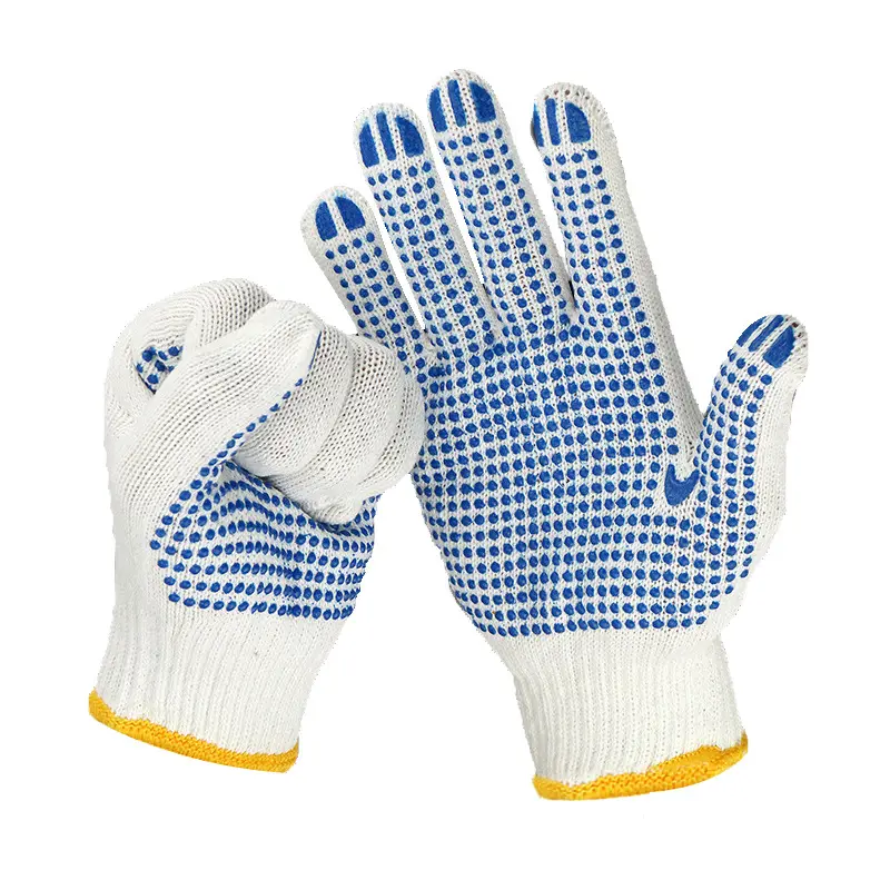 Grip Safety Work Gloves Anti-slip Dots Bulk Gloves Moist Cotton Knit Gloves for Garage Warehouse Construction