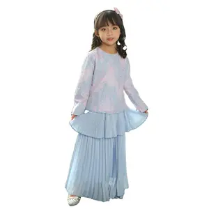 新款穆斯林女孩连衣裙儿童Abaya设计连衣裙长袖女孩派对穆斯林5-12岁女孩