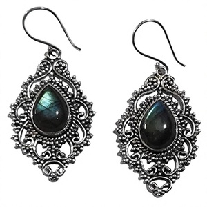 925 Sterling Silver Handmade Bezel Setting Drop Earrings Rainbow Moon stone Pear Cut Bohemian January Birthstone Jewelry - Product Image 6