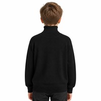 Pull en maille à col roulé noir pour enfants Garson, 50 % polyester, tricot fin, col côtelé haut, pull fin pour l'automne, OEM/ODM