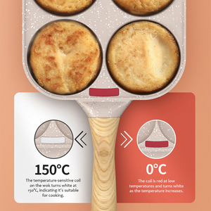 4 Hole Frying Pan Non-stick Maifan Stone Egg Pancake Maker with Wooden Handle Four-cup Omelet Pan for Breakfast Burger Ham - Product Image 3