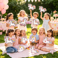 Perlengkapan Pesta Ulang Tahun Anak Unicorn Pelangi, Set Lengkap Busa PVC, Properti Photo Booth, Papan Tanda untuk Photo Booth 360