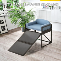 Bewegliche Haustiertreppe mit Klappbarem Design, Atmungsaktiv und Verschleißfest, Sofa-Bett-Zusatz für Kleine Hunde und Katzen, Erhöhter Bettaufstieg