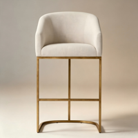Tabouret de comptoir en acier tubulaire avec coussin en mousse moelleuse, accoudoir incliné, en tissu, pour bars et cafétérias universitaires