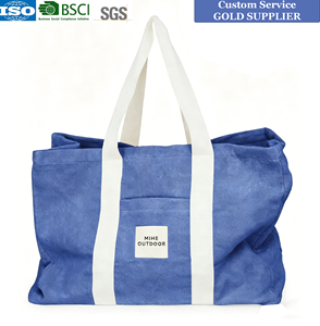 Sac fourre-tout d'épaule personnalisé grande capacité, léger et uni, en tissu éponge, pour femme, idéal pour la plage et les voyages - Product Image 1