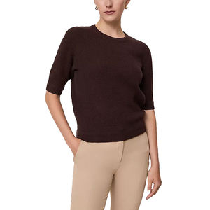 Pull en laine/viscose à manches courtes pour femme, couleur unie, tricoté, poids moyen, coupe polyvalente, texture respirante, idéal pour l'automne et l'hiver - Product Image 6