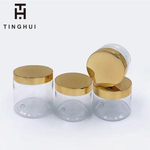 Pot en plastique transparent à large ouverture personnalisé de 4 oz et 8 oz avec couvercles à vis dorés, pot en PET pour crème cosmétique - Product Image 6