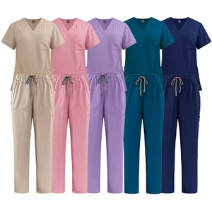 Divise Mediche in Offerta, Completi Sanitari per Infermieri, Set Clinici in Maglia con Maglietta a Maniche Corte e Pantaloni - Product Image 4