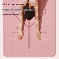 Tapis de yoga pliable vert sauge, écologique, en TPE double couche, antidérapant, imperméable, épaisseur 6/8 mm, lignes d'alignement, avec poignée de transport