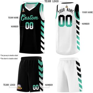 Conjunto de Camiseta de Baloncesto Reversible Personalizada, Unisex para Adultos, Cuello en V, Transpirable, Sublimada, con Nombre del Equipo, Número y Logotipo - Product Image 3