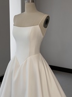 Robe de mariée Mily Bridal MQD06634 en satin, taille basque, bretelles spaghetti, sans manches, grande taille