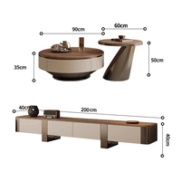 Meuble TV Rétro Luxueux, Meuble TV Moderne Haut de Gamme en Bois, Vente en Gros, Nouveau Meuble TV Designer pour Salon et Ensemble Table Basse