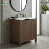 Meuble-lavabo pliable rainuré avec vasque, en stock entrepôt US, écologique, montage rapide, pour salle de bain