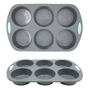 Grand moule à <span class=keywords><strong>pain</strong></span> à hamburger en silicone à 6 cavités, antiadhésif et résistant à la chaleur, compatible lave-vaisselle et four, pour pains faits <span class=keywords><strong>maison</strong></span> - Product Image 2