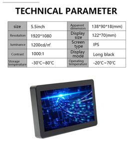 Chất Lượng Tốt Nhất 5.5-Inch TFT Màn Hình LCD Với 2000 Điển Hình Độ Sáng Điều Khiển Công Nghiệp Hiển Thị 1080P Ngoài Trời Chiếu Quang Học - Product Image 5
