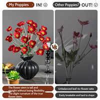 Vente en gros d'usine, fleurs de pavot blanches artificielles faites à la main, au toucher réel, pour la décoration de la maison, du bureau, de l'hôtel, de Noël, de la Saint-Valentin