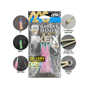 خطافات مزدوجة XUHANG PXTW-PT من الفولاذ عالي الكربون، مضيئة تتوهج بالأشعة فوق البنفسجية، مع حبل كفلار للمساعدة في صيد سمك القاروص والبلطي بالجر في الأنهار - Product Image 1