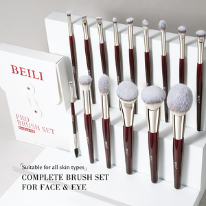 Ensemble de pinceaux de maquillage de luxe rouge bordeaux prêts à être expédiés, poils synthétiques, pinceau <span class=keywords><strong>pour</strong></span> poudre, fond de teint et anticernes, brocha de maquillaje - Product Image 2