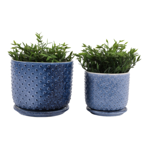Vasi in gres porcellanato con sottovaso testurizzato per piante da interno ed esterno, decorazioni da giardino - Product Image 2
