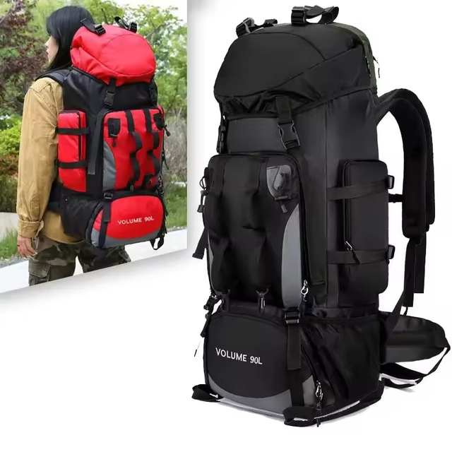 90L Oxford Outdoor Travel Sport Backpack Men Women Lightweight Casual Hiking Sports Waterproof Zipper Hasp Closure Soft Bag