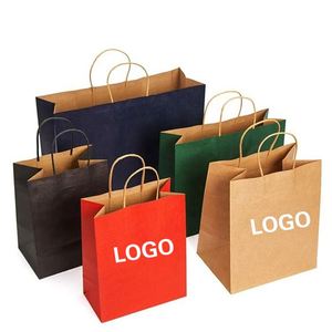 KM Custom with Full Color Printed Kraft Shopping Tote <b>Bag</b> Reusable Custom Foldable logo - Product Image 1