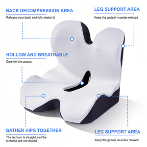 Coussin <span class=keywords><strong>de</strong></span> siège ergonomique en mousse à mémoire <span class=keywords><strong>de</strong></span> forme et support dorsal 2-en-1 intégré pour <span class=keywords><strong>chaise</strong></span> <span class=keywords><strong>de</strong></span> bureau, voiture, soutien orthopédique du coccyx - Product Image 4