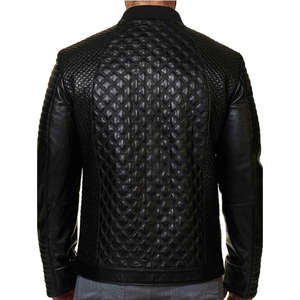 Chaqueta de Cuero Acolchada Negra para Hombre, Cierre de Cremallera, Corte Ajustado, Estilo Motero Informal, Ropa de Abrigo de Invierno, Chaqueta Elegante y Moderna para Hombre - Product Image 2