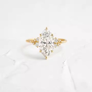 18K Gold Marquise Lab Grown Diamond Engagement Wedding <b>Ring</b> Romantic Style for Women for Party or Valentines Day Jewelry for Her - Product Image 1