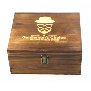 Plaza de Whisky de vidrio Juego de 2 Whisky piedras regalo Bourbon gafas Whisky rocas escalofriante piedras en caja de madera - Product Image 3