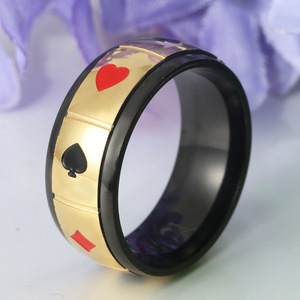 yunnique <b>Titanium</b> Steel Playing Card <b>Ring</b> Gold Men's Fashion Jewelry Rotating Design Gift Accessory - Product Image 1